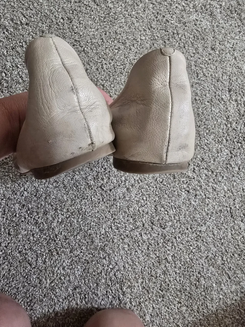 J. Crew Women's Beige Leather Ballet Flats SIZE 9.5 Used Condition, See Photos